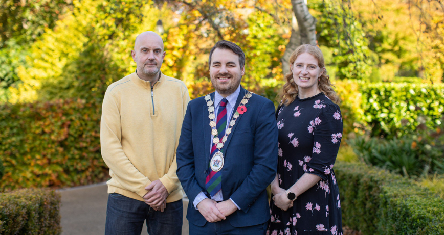 The Mayor of Ards and North Down, Councillor Alistair Cathcart, with Alex Irvine (Tourism Manager) and Jessica Hoyle (Experience Brand Manager, Tourism Northern Ireland)